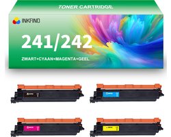 INKFIND TN241/TN242 tonercartridge multipack van 4 stuks (Zwart+Cyaan+Magenta+Geel) compatibel met Brother… - 4-pack BK/C/M/Y
