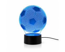 3D Voetbal LED Lamp - Voetbal Nachtlamp met 16 Kleuren - Afstandsbediening en Touch Bediening - USB Sfeerlamp voor Kinderkamer - Zwart