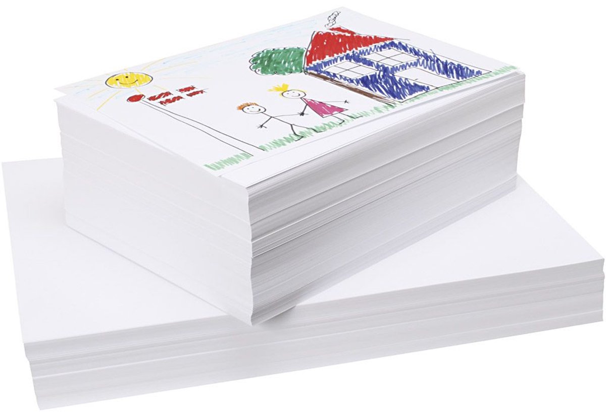 Tekenpapier van hoge kwaliteit, wit, A3,A4, 130+160 gr, 750 vel/ 1 doos