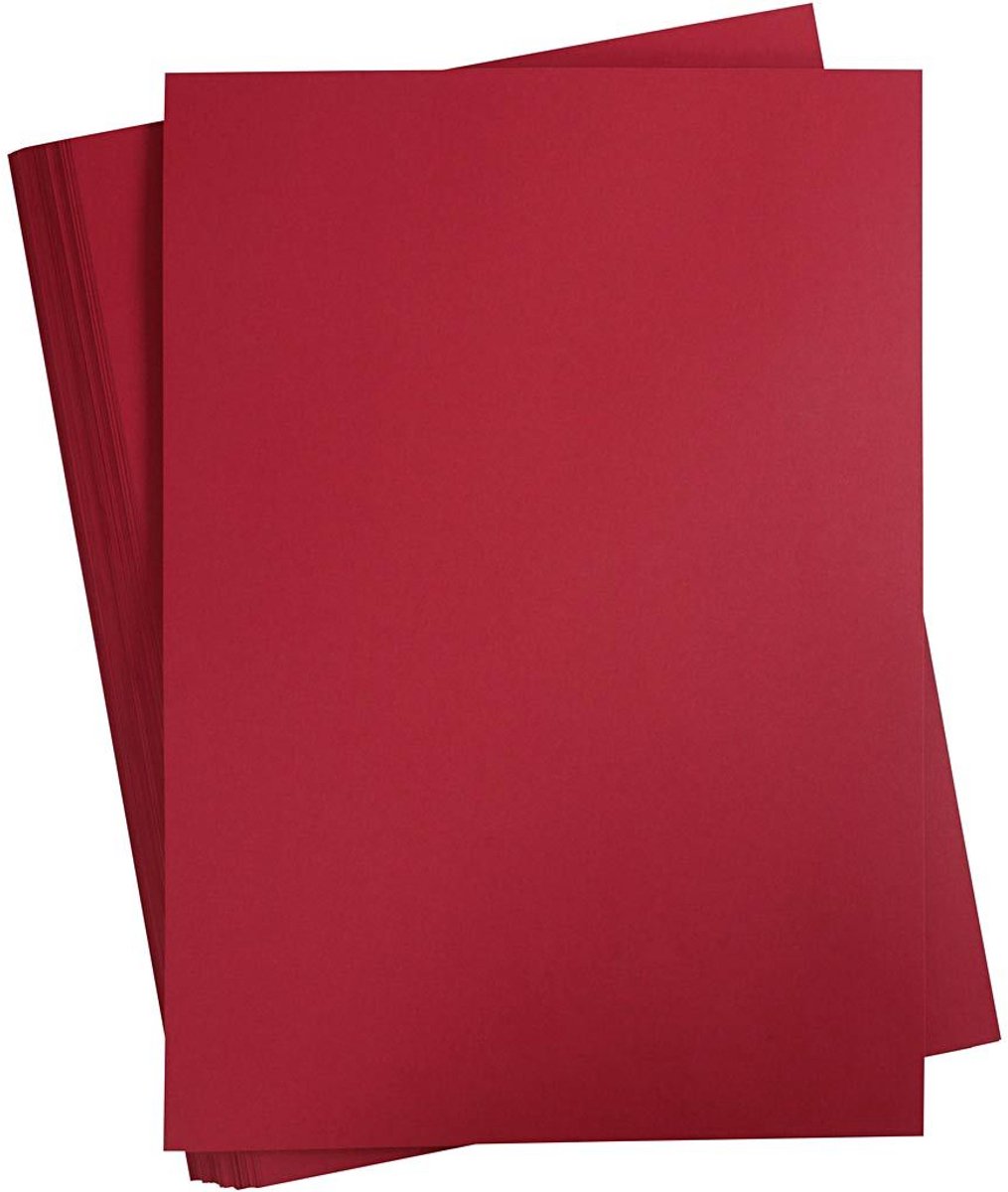 Rood Karton 180 Grams - Rood A2 Karton - Hobbykarton - Stevig Rood Papier - A2 Rood Papier 180 grams - Knutselpapier Knutselkarton - Kerstrood - 42 x 60 cm - A2 - 100 Vellen