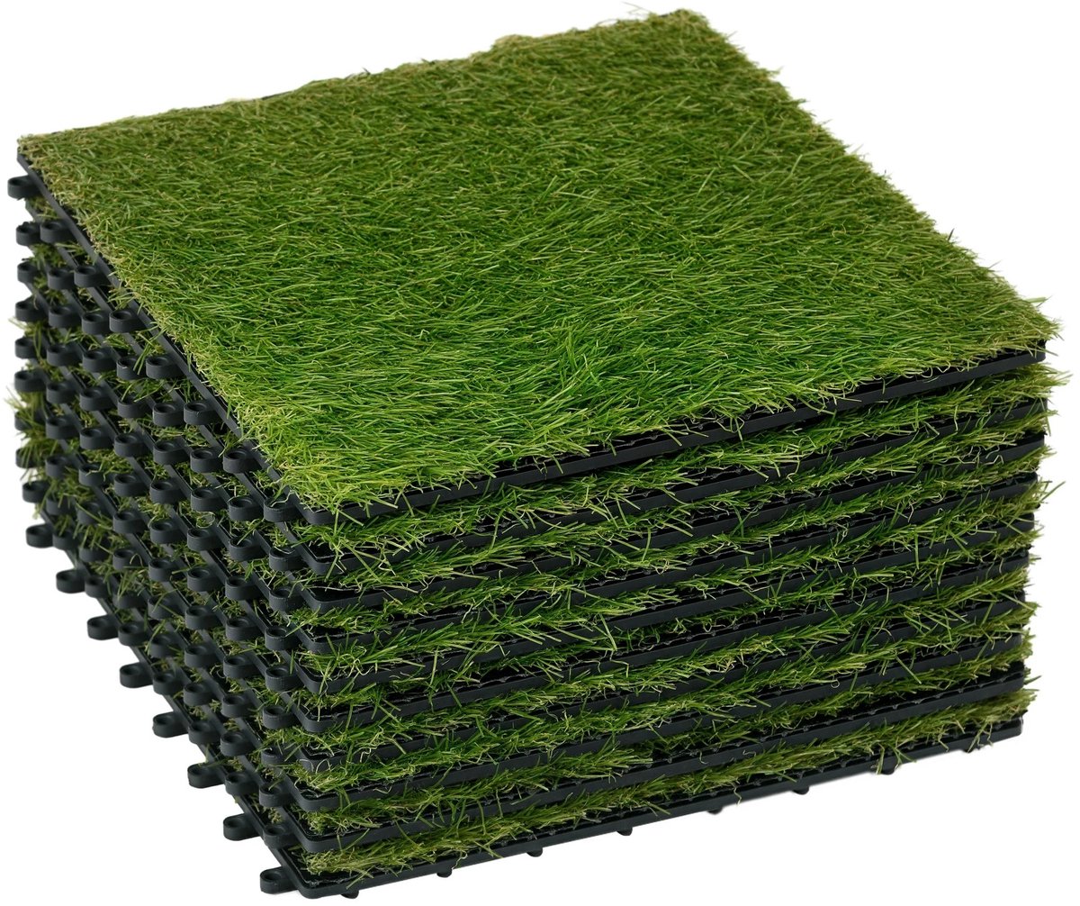 Geargalaxy Kunstgras Tegels - Grasmat Tegels - Kunstgras - Tegels - Kunstgras Vloerplaten - Kunstgras Platen - 10-Delige Set - 30x30cm
