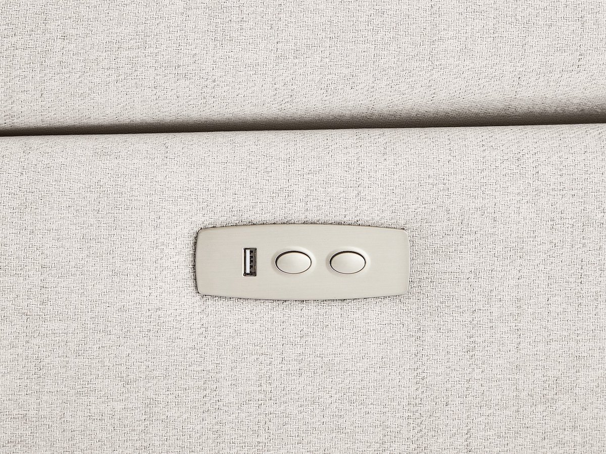 Vente-unique Hoekbank links met elektrische relaxfunctie in gespikkeld beige stof CADILO