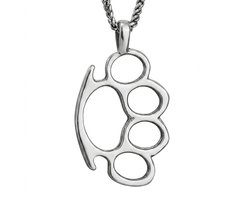 Zilverkleurige schakel ketting voor heren met boksbeugel hanger
