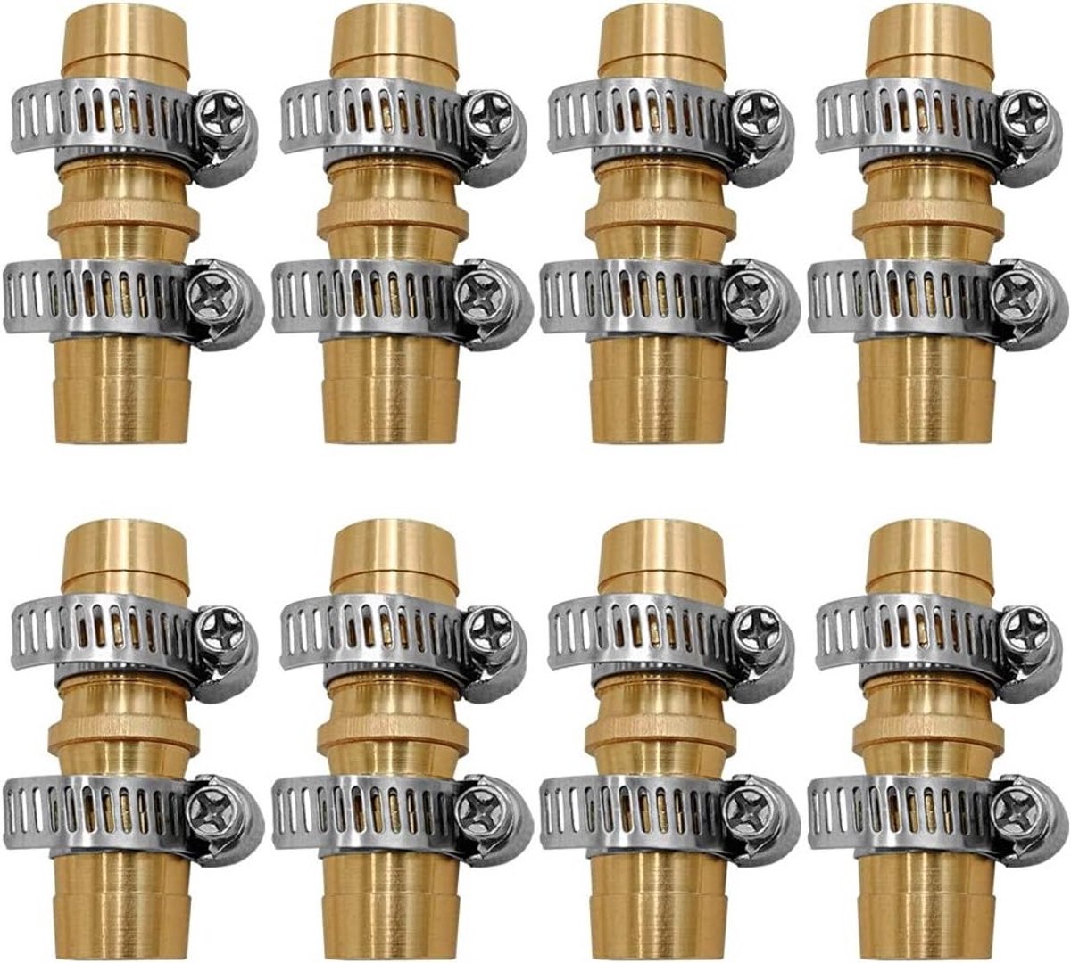 6 Sets Tuinslang Reparatieset met Messing Aansluitingen en RVS Klemmen voor Waterdichte Verbindingen