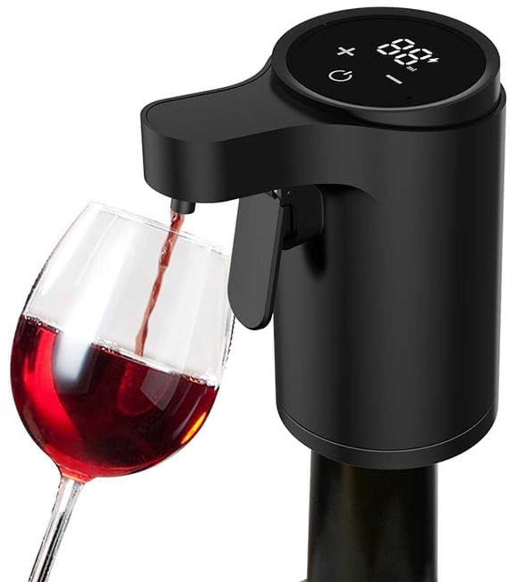 KZQ Wijnpomp - Elektrische wijndispenser - Doseerapparaat - Met touchscreen - Automatische elektrische wijndispenser - Instelbaar van 1 tot 99 ml - Geschikt voor wijnbeginners en -liefhebbers - Zwart