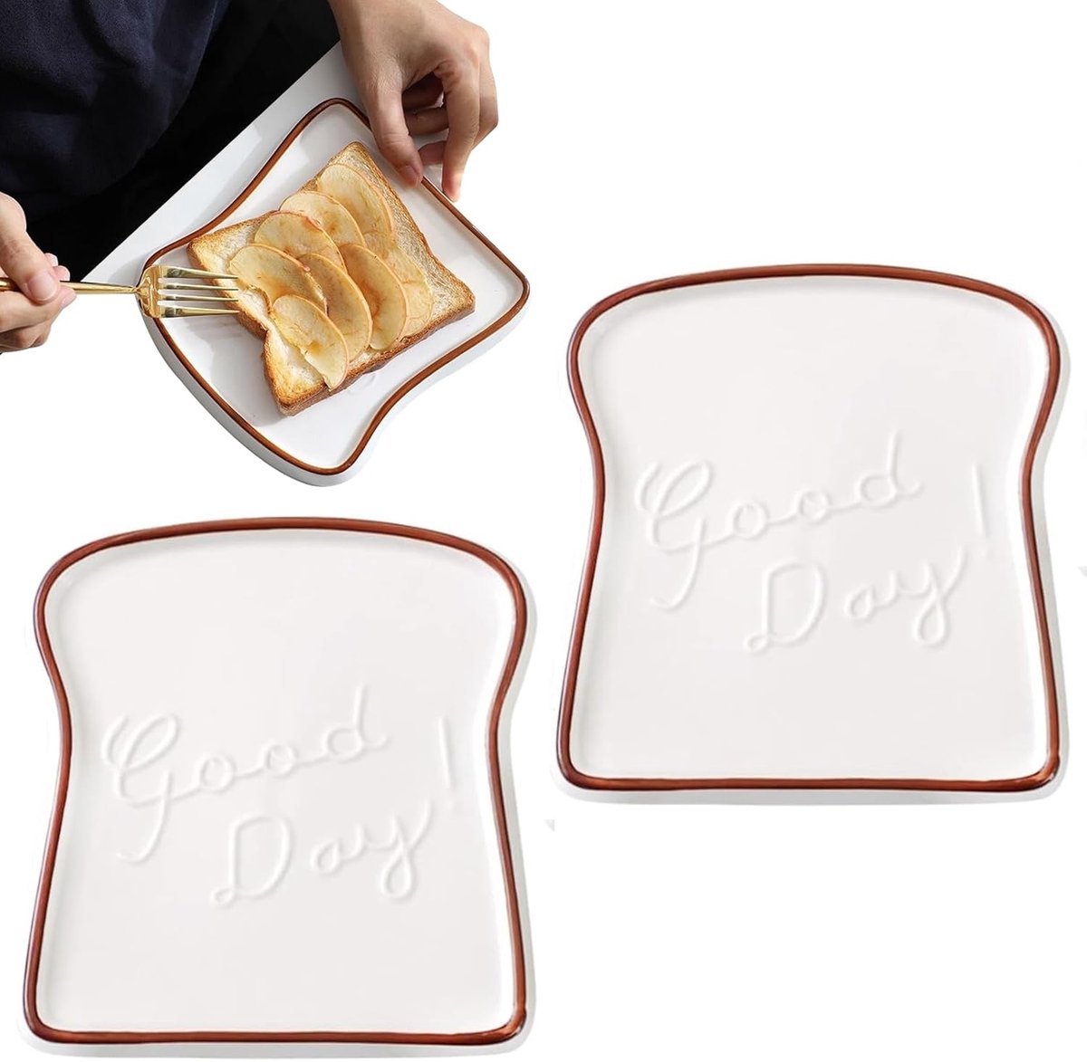JeiibrZui Keramiek - Ontbijtbord En Toasthouder - 20,3 Cm - 2 Stuks - Bruin - Veelzijdig Servies Voor Dagelijks Gebruik En Feestelijke Tafels