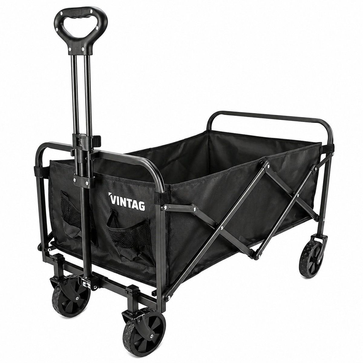 Bolderkar - Bolderkar Opvouwbaar - 90 KG Laadvermogen - Staal - Opvouwbaar - Polyester - 65 x 40 x 24 - Festival/Strand/Camping Bolderkar - Draaibare Wielen