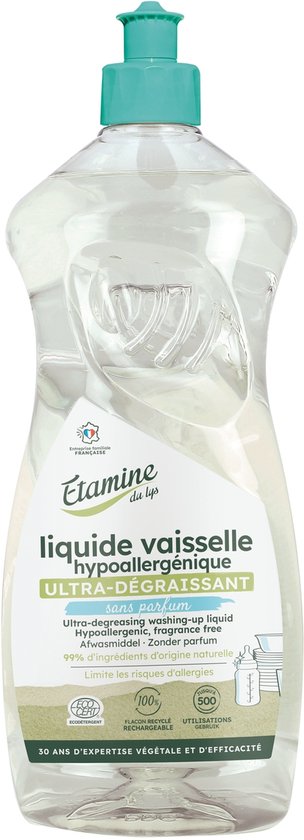 Hypoallergeen, geurvrij afwasmiddel 1 L|Hypoallergenic fragrance-free dishwashing liquid 1 L|Liquide vaisselle hypoallergénique sans parfum 1 L