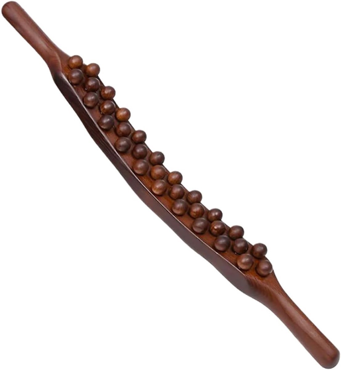 RugMassage - Massage Apparaat - Bodyflow - Rug/Nek/Schouder/Buik/Taille/Armen/Benen - Massage Stok Hout - Houten Massage Stok - Massage Stok Hout XL - 20 Massage Ballen - Gua Sha Massage Tool - 1 Stuk - Bruin Hout - Gua Sha Massage Stick