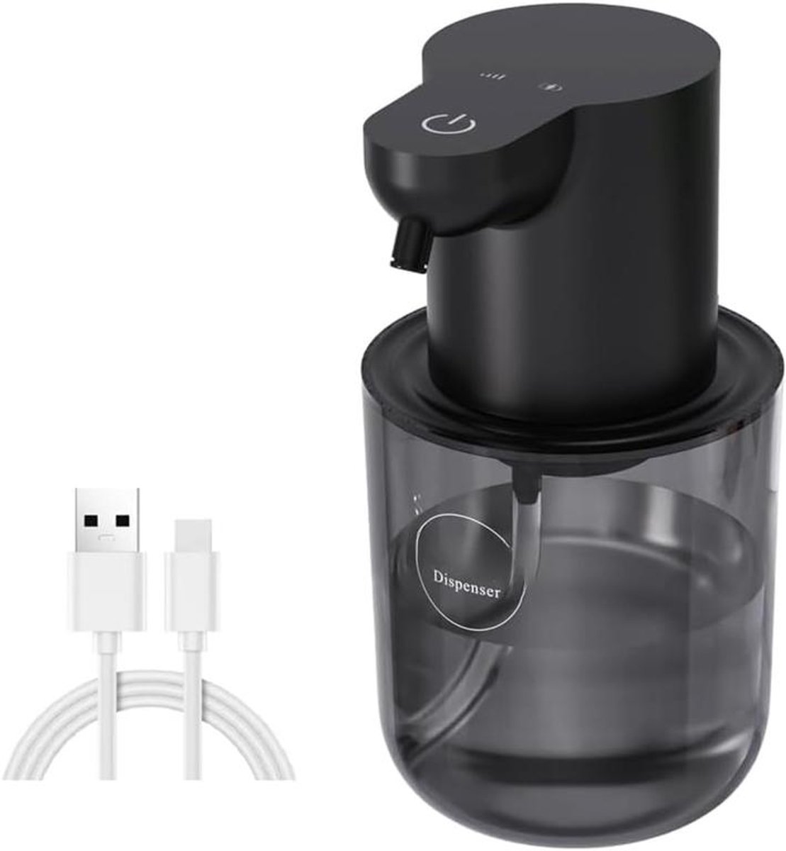 KZQ Handzeepdispenser – Elektrische zeepdispenser – Automatische sensor – Inhoud: 400 ml – Vier instelbare standen – Geschikt voor handen wassen, badkamer en keuken – Zwart