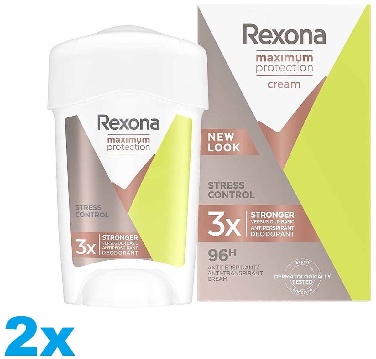 Rexona - Deodorant Stick - Maximum Protection Stress Control Dry - Tegen Stresszweet - 45 ml - Voordeelverpakking - 2 stuks