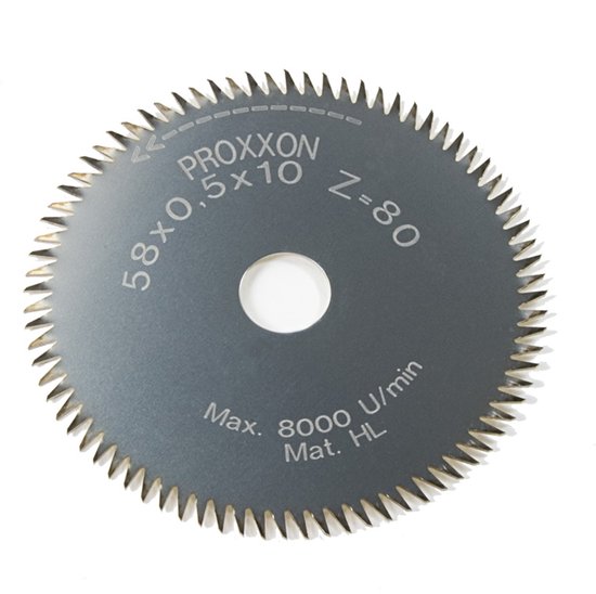 Proxxon cirkelzaagblad, 58x0.5x10 mm, 80 tanden, max. 8.000 U/min.
