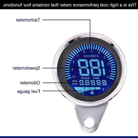 Universele 12V Motorrijders Snelheidsmeter, Toerenteller en Odometer met Brandstofmeter en 7 Achtergrondkleuren van universele — afbeelding 4
