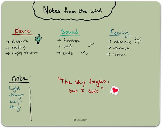 GreenStory - Zelfklevend Whiteboard - Sticky Whiteboard - M - Groen - met Sticky Pen