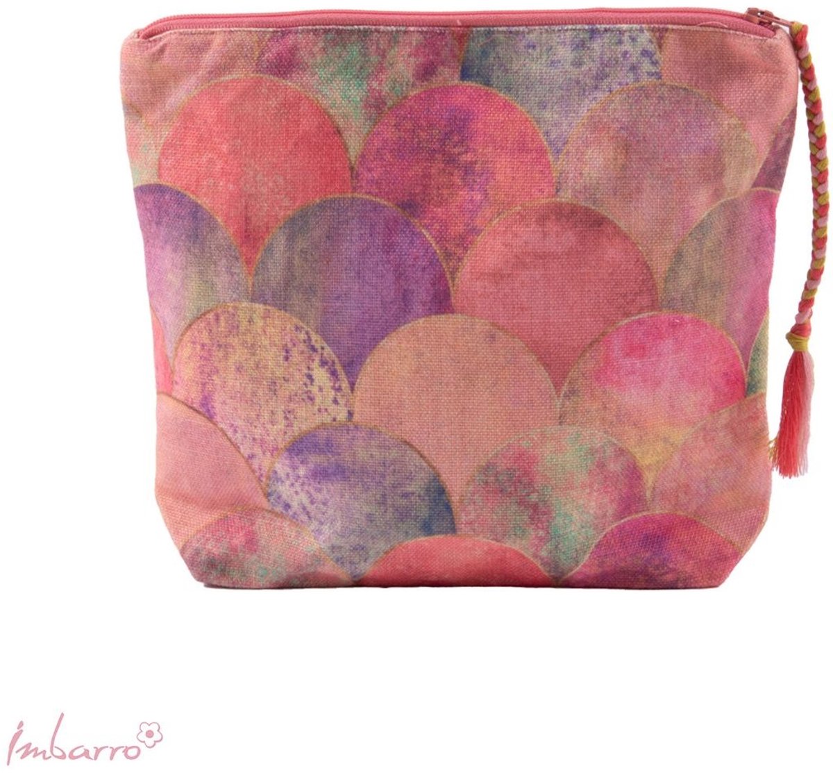 Imbarro Home - Pouch - Toilettas - Makeup Tas - Roze - Waves - 24x20cm