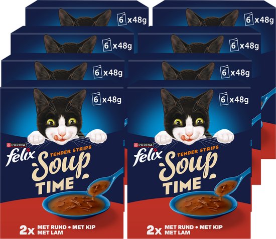 Felix Soup Filets Farm Selectie - Kattenvoer Natvoer - Rund Kip & Lam - 48 x 48 g