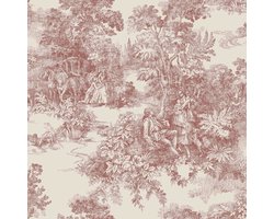 Boråstapeter Vliesbehang 7768 - Adorn - Toile de Jouy Rood - 53cm x 10.05m