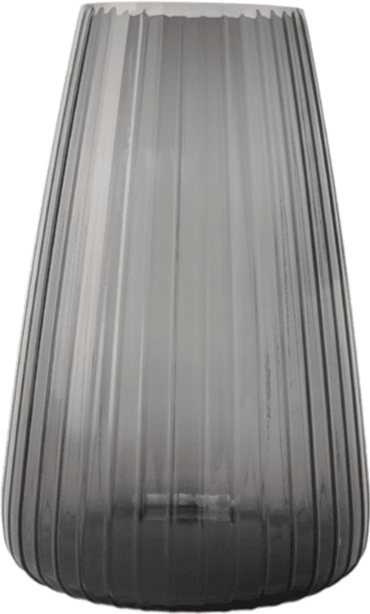 XLBoom DIM 2.0 X-Large Grijs – Mondgeblazen glazen vaas met streeppatroon – Verkrijgbaar in Green | Blue | Grey – Tijdloze design vaas door Ann & GJ