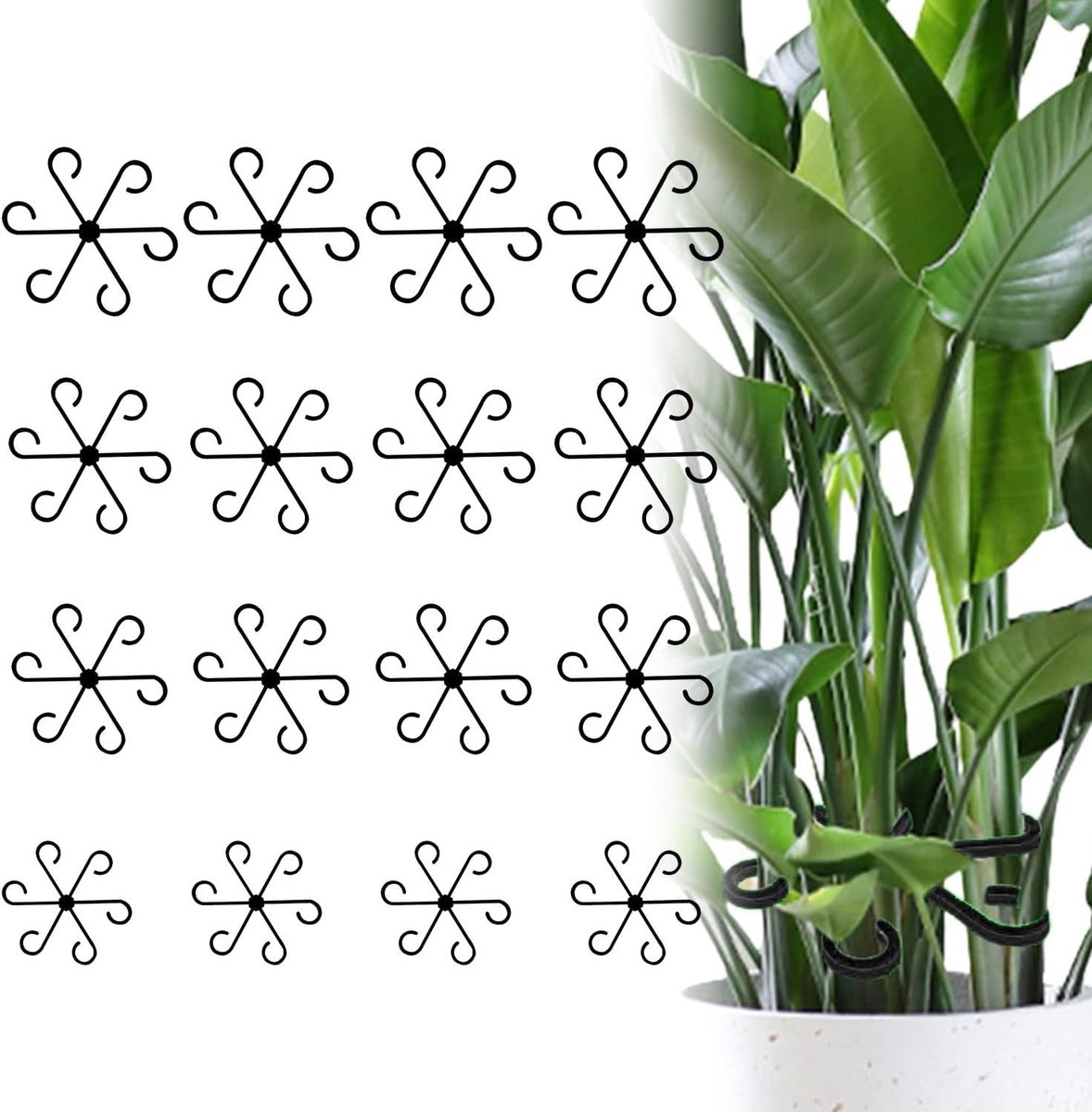 Set van 16 Plant Steunen, Ondersteuningshouders voor Planten, Klemmen voor Klimplanten, Ideaal voor Tuin en Balkon, Verkrijgbaar in 4 Maten