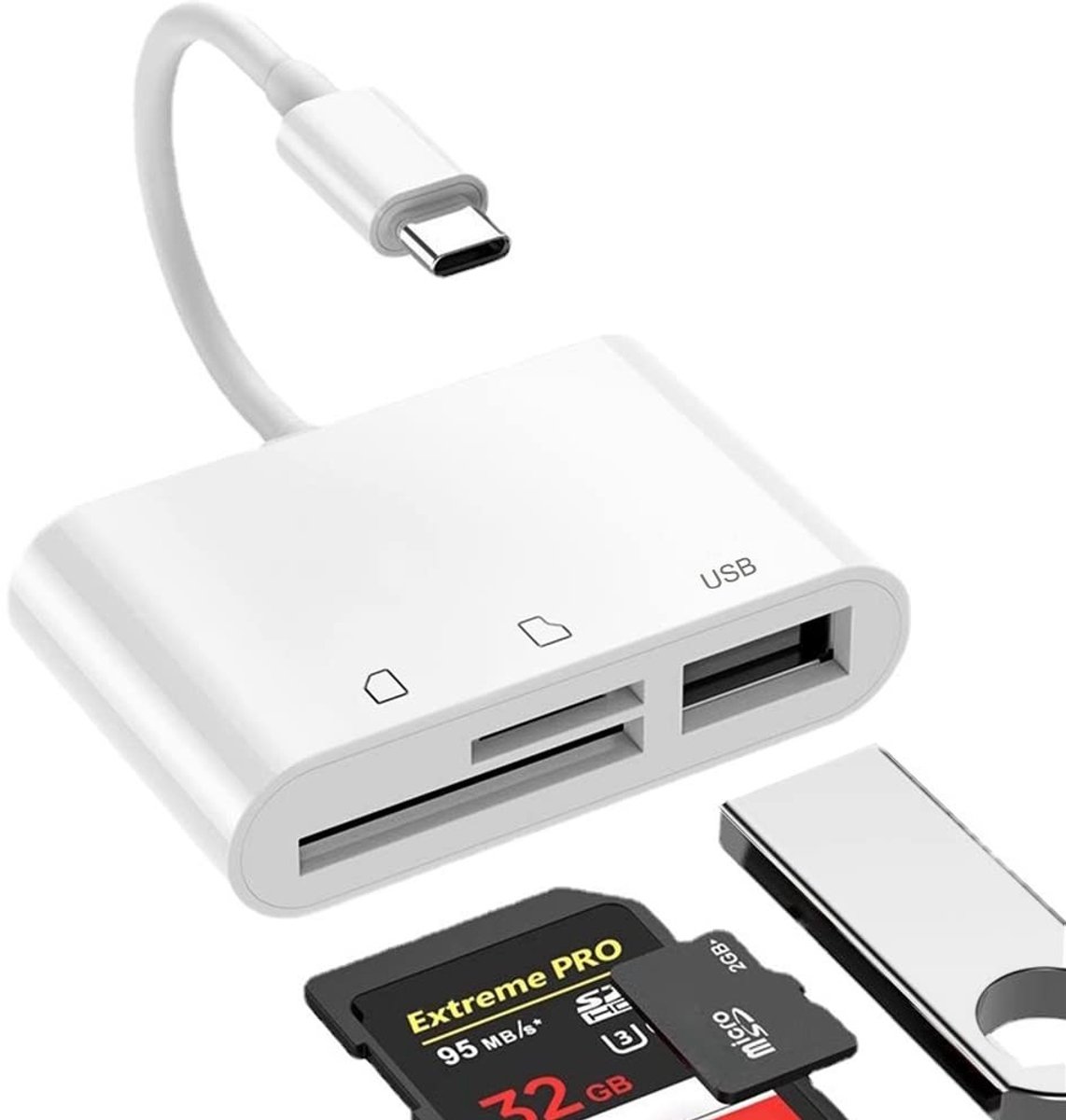 Allecto - - SD Card Reader - USB C Memory Card Reader - Compact en Plug & Play - Wit - Geschikt voor Laptop, Mac, Smartphone en Tablet - 480 Mbps