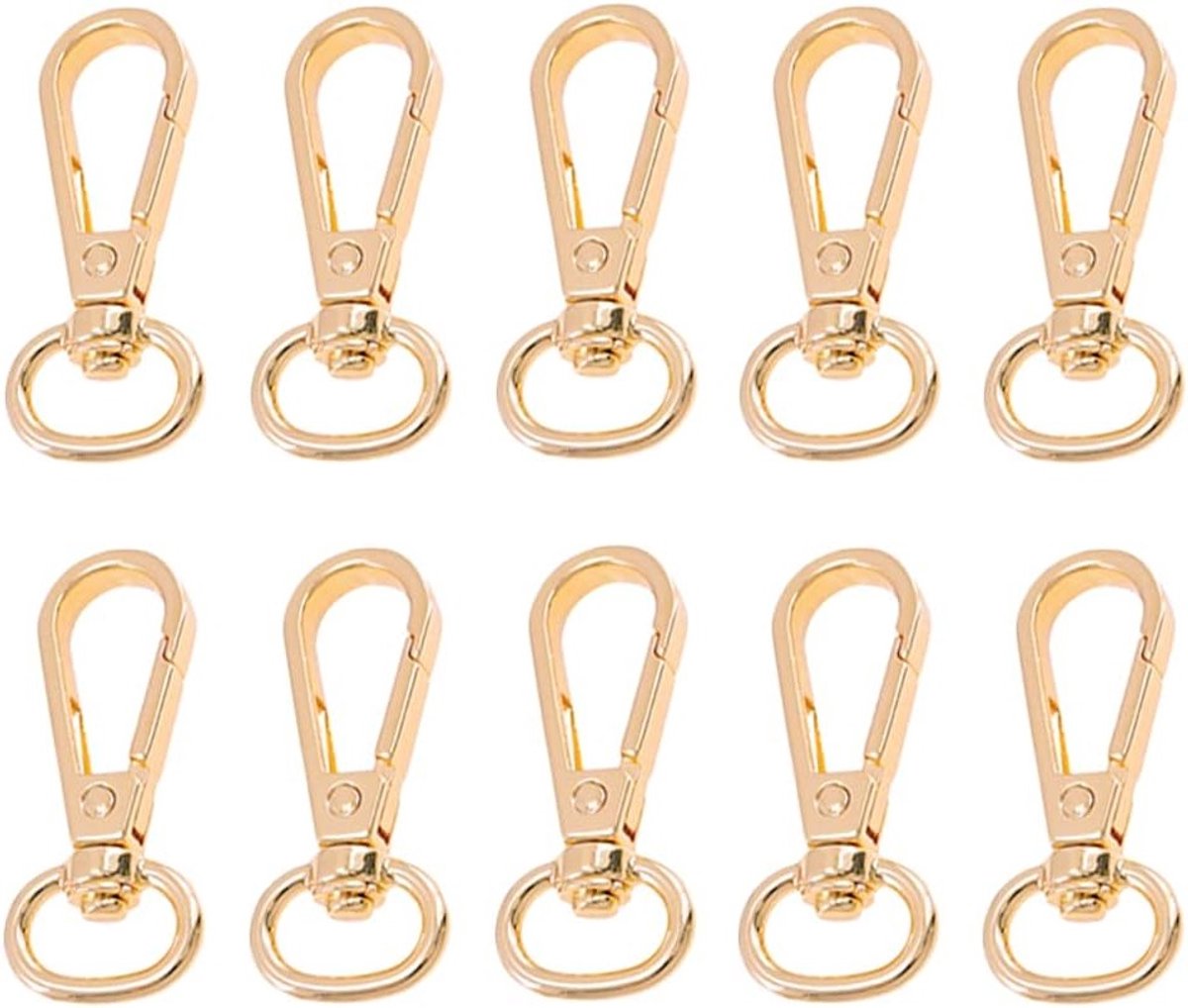 10 Stuks Gouden Draaihaken voor Sleutels, Carabiners en D-Ringen - Robuuste Sleutelhangers en Accessoires