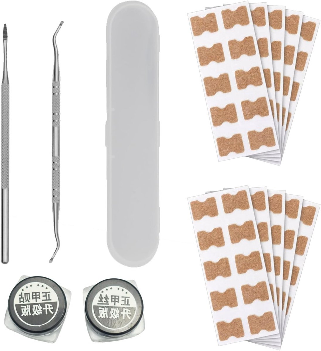 124-delige set voor ingegroeide teennagels, pleisters en hulpmiddelen voor nagelcorrectie en verzorging van voeten
