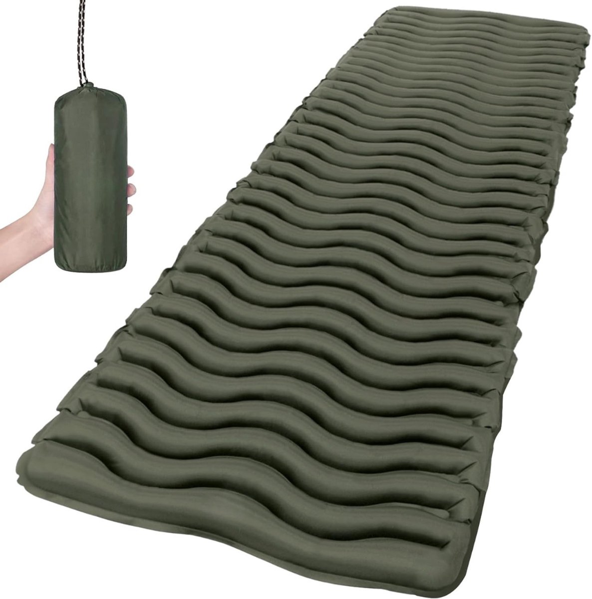 Camping Matras - Opvouwbaar Matras - Vouwmatras - Camping Matje - Slaapmat - Logeer Matras - Luchtmatras - Kampeer Matras - Camping Bedje - Nylon - Tot 200 kg - 6 cm - Legergroen - van Imperatoris