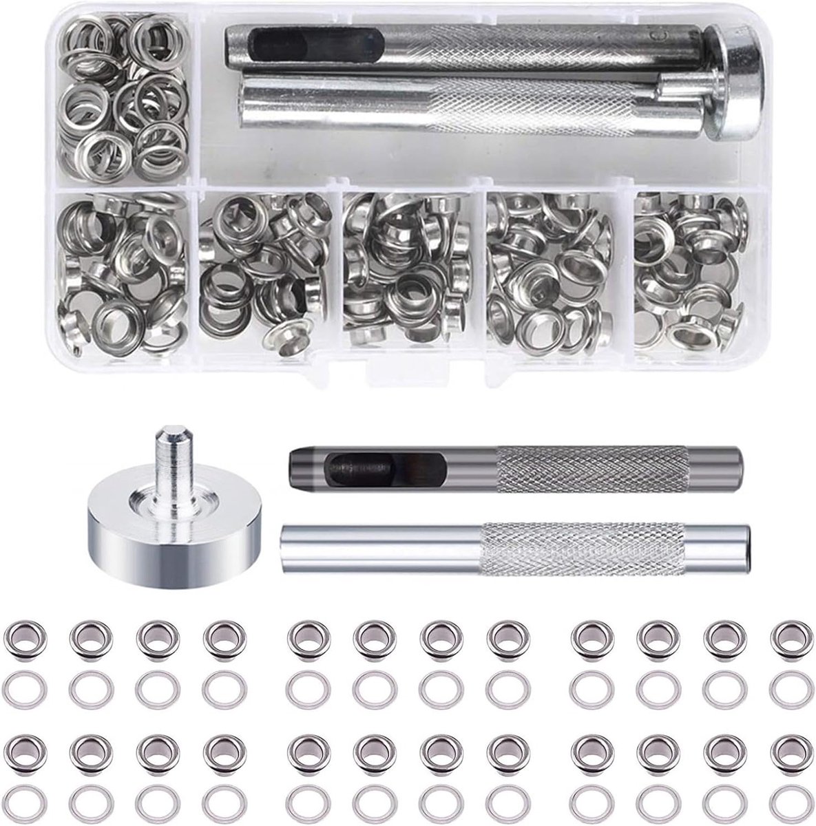 Complete Oog Gereedschapsset met 100 Stukken, Inclusief 8mm Ogen, Oogtangen en Ringen voor Tarp, Schoenen en Tentaccessoires