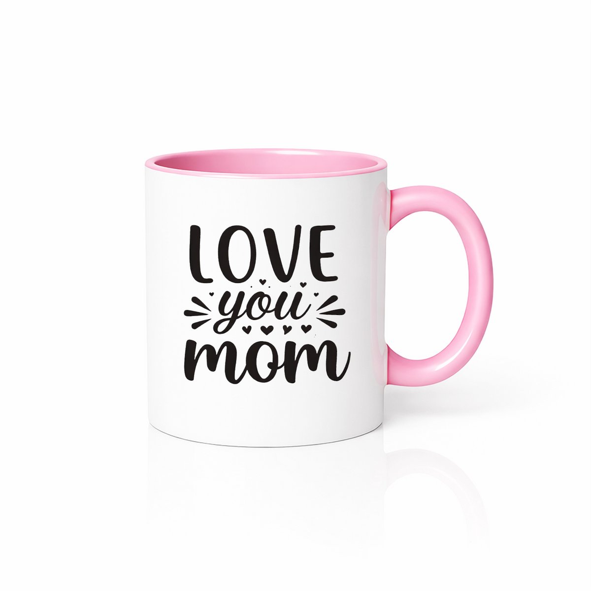 Love You Mom Mok - Tweekleurige Beker Roze/Wit - Lief Moederdag Cadeautje