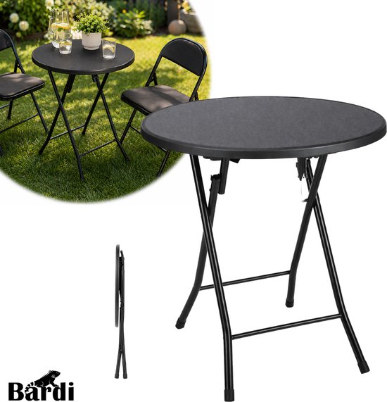 Bardi Tuintafel - Tafel - Tuinmeubelen - Bistrotfalen - Bijzettafel - Tafeltje - Zwart - Ø60