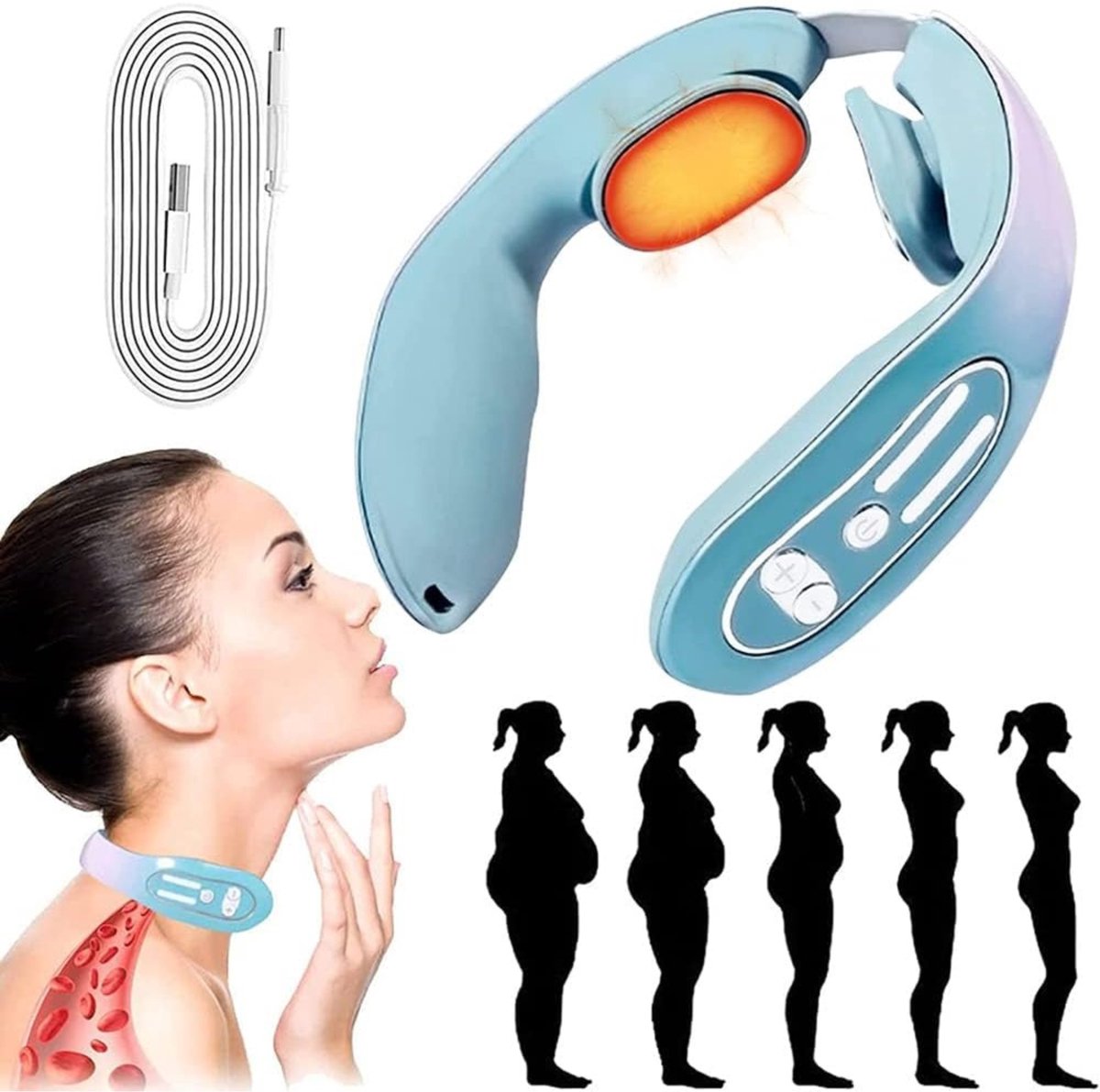 Elektrische Nekmassageapparaat – Intelligente Diepe Weefsels – Draadloze Massager – Slimme Draagbare Massager – Nekpijnverlichting