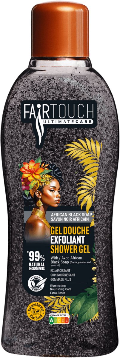 FairTouch - Exfoliating Douchegel - African Black Soap - 1000ml - Scrub