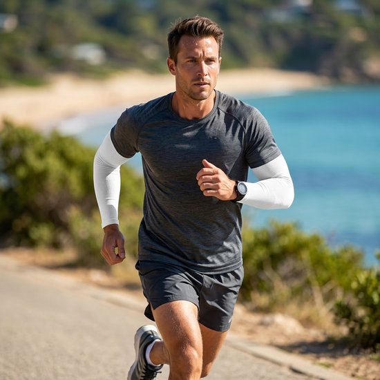 Witte armstukken unisex 3 paar verkoelende ademende rekbare sneldrogende sport arm mouwen met elastische pasvorm voor fietsen hardlopen outdoor activiteiten en dagelijks gebruik — afbeelding 3