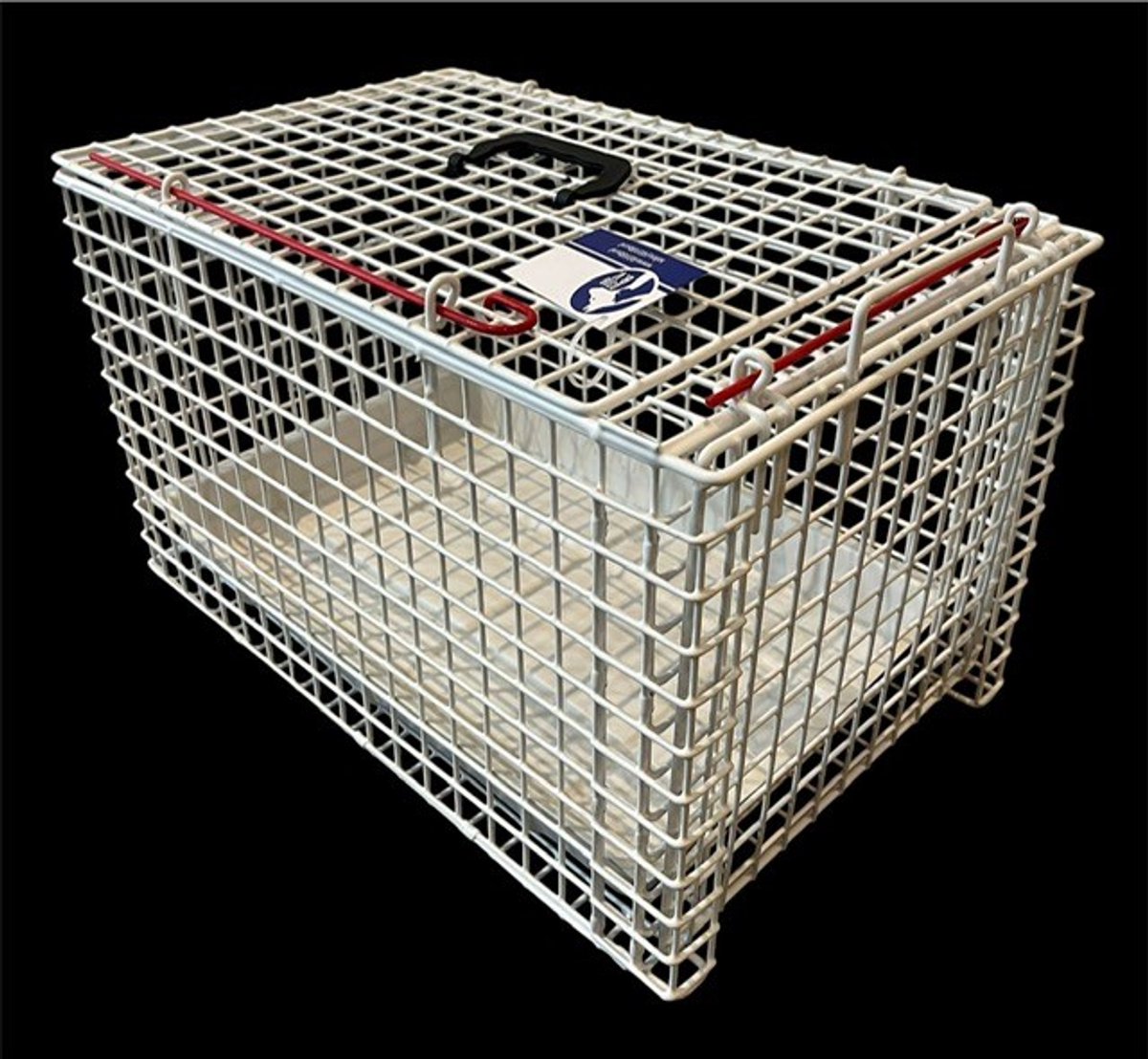 0318 BV professionele Standaard Draagbare Katten Kooi (Wit) incl. plastic tray met boven en zij paneel.