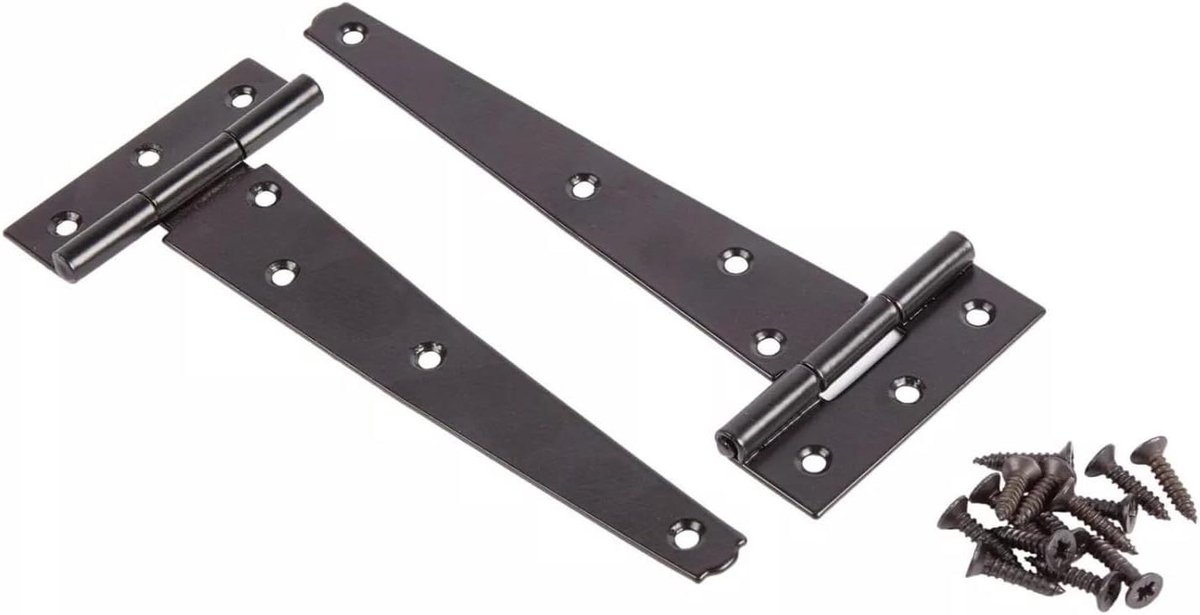 Garden Mile 2 stuks 150 mm zwarte tuinpoortscharnieren voor houten poorten, zwaar gepoeder