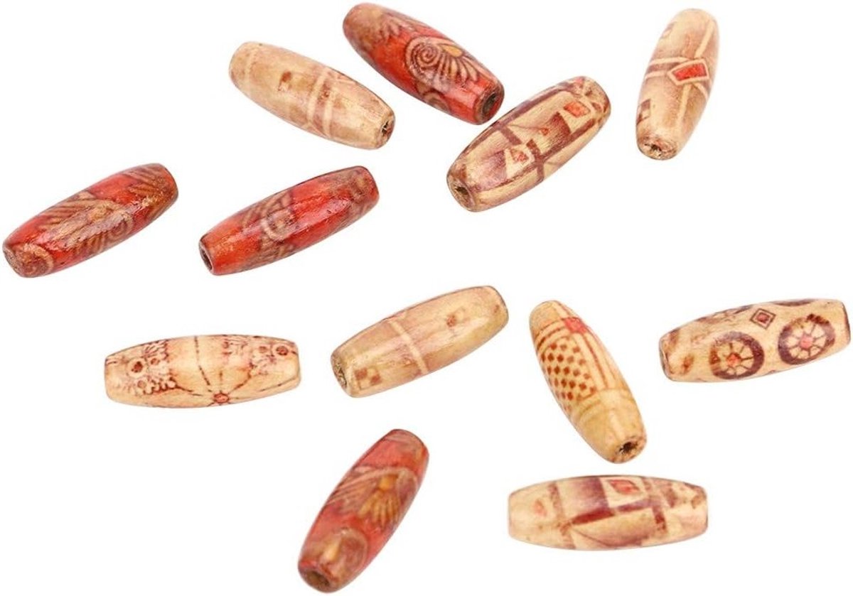 Ovalen Houten Kralen en Siliconen Kralen Set van 200 Stuks voor DIY Sieraden Maken, 23x8mm Gemengde Kleuren Kralen Accessoires