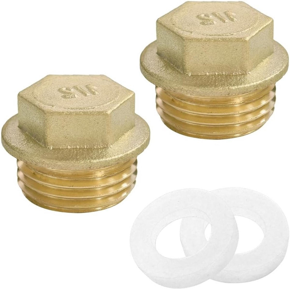 2 Stuks Messing Blindpluggen 1/2" Met Draad en Rubber Ring voor Tuin en Binnen-Buiten Waterleidingen