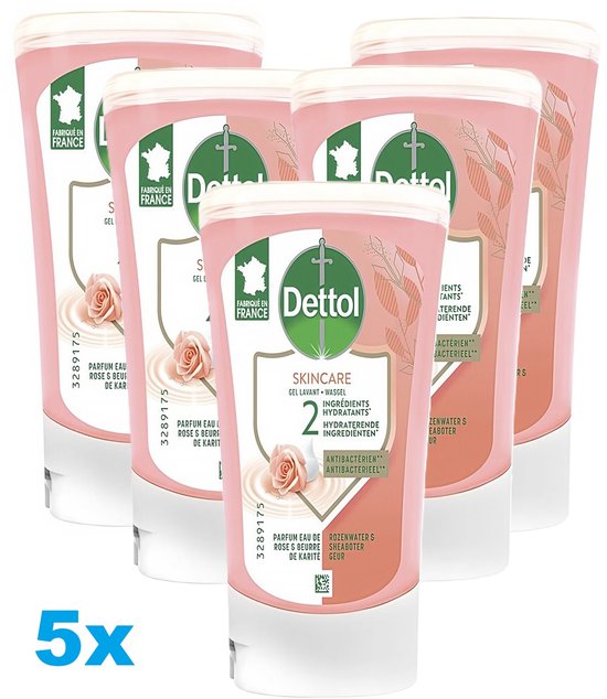 Dettol Handzeep Navulling Skin Care Rose & Shea Butter – 5 x 250 ml – Antibacterieel & Hydraterend
