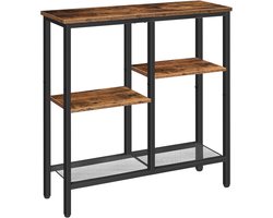 HOMESY smalle consoletafel, 75cm bijzettafel, haltafel, kleine presentatietafel, kleine ruimte salontafel, geschikt voor entree, gang, vintage bruin en zwart