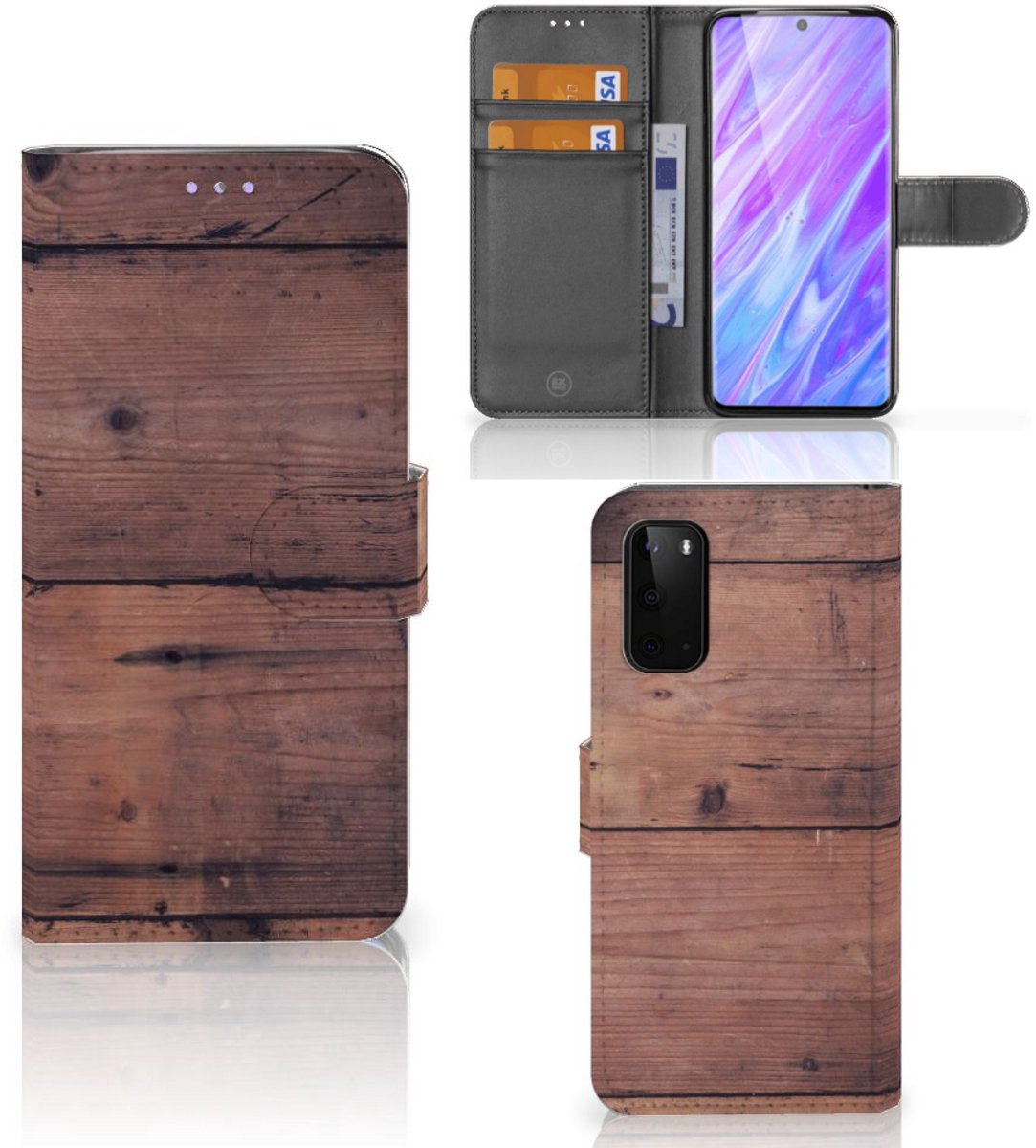 Book Case voor Samsung Galaxy S20 Book Style Case Old Wood