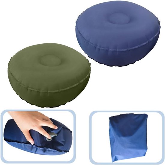 Opblaasbaar Yogakussen - Fitness Balanskussen - Reizen & Training - Snel Op- en Afpompen - 42x42x15 cm - Olijfgroen — afbeelding 2