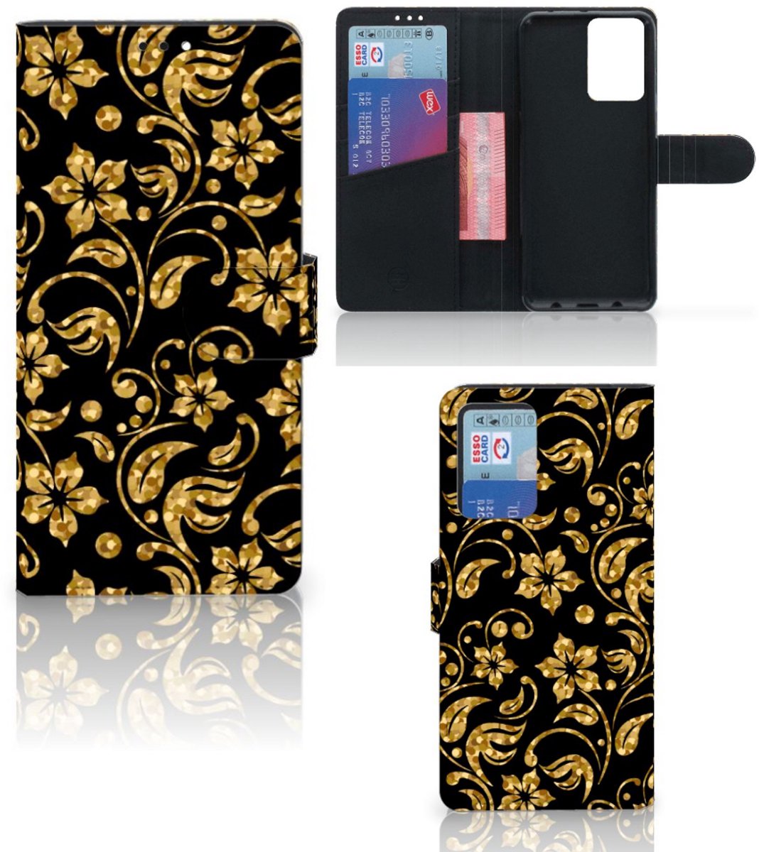 Xiaomi Redmi Note 10 Pro Hoesje Gouden Bloemen