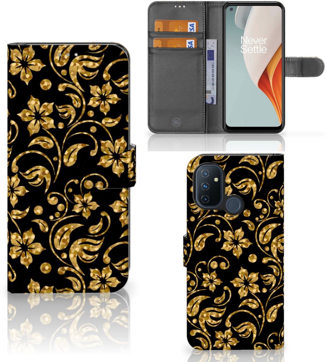 OnePlus Nord N100 Hoesje Gouden Bloemen