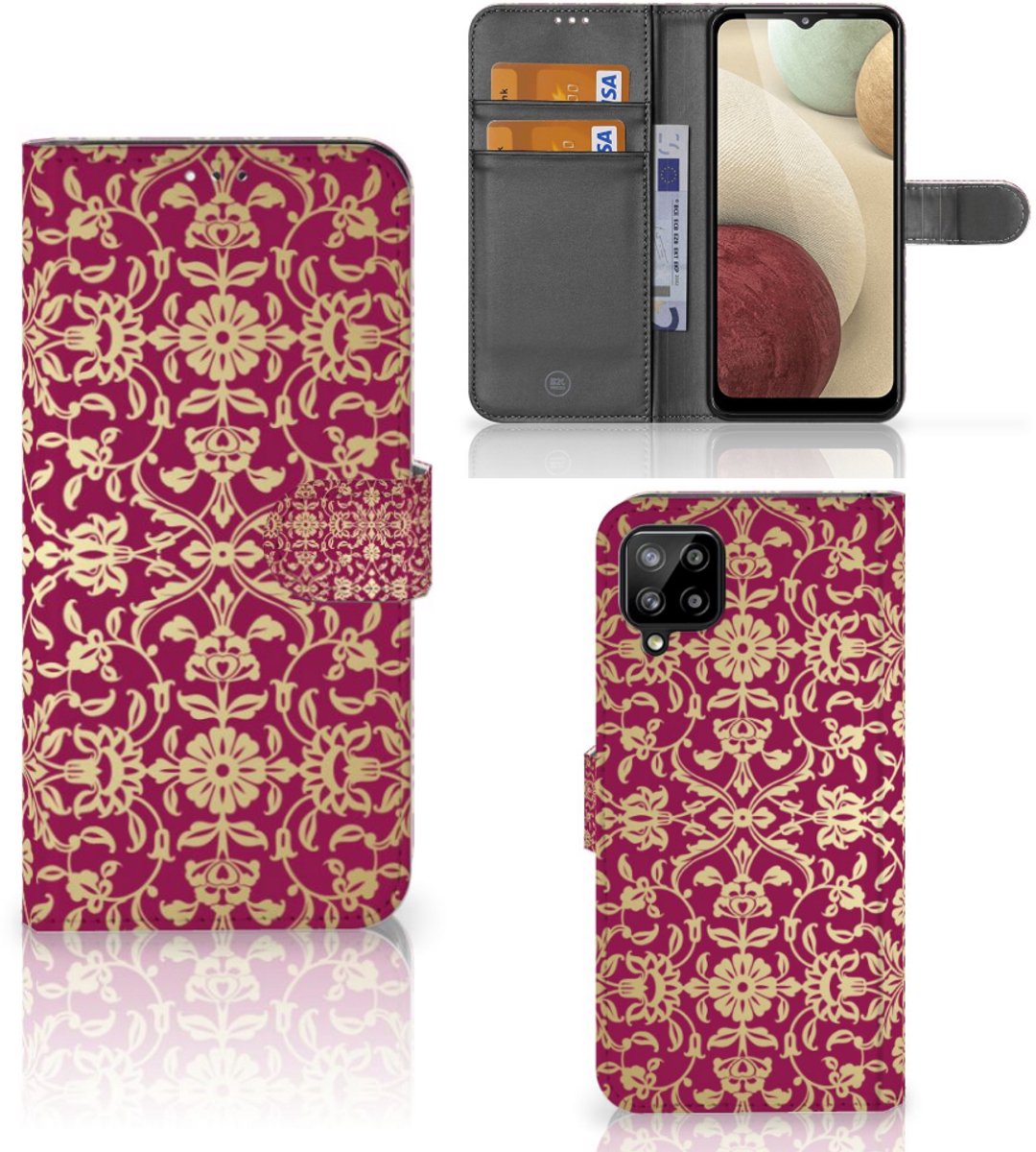 Wallet Case Samsung Galaxy A12 Barok Pink
