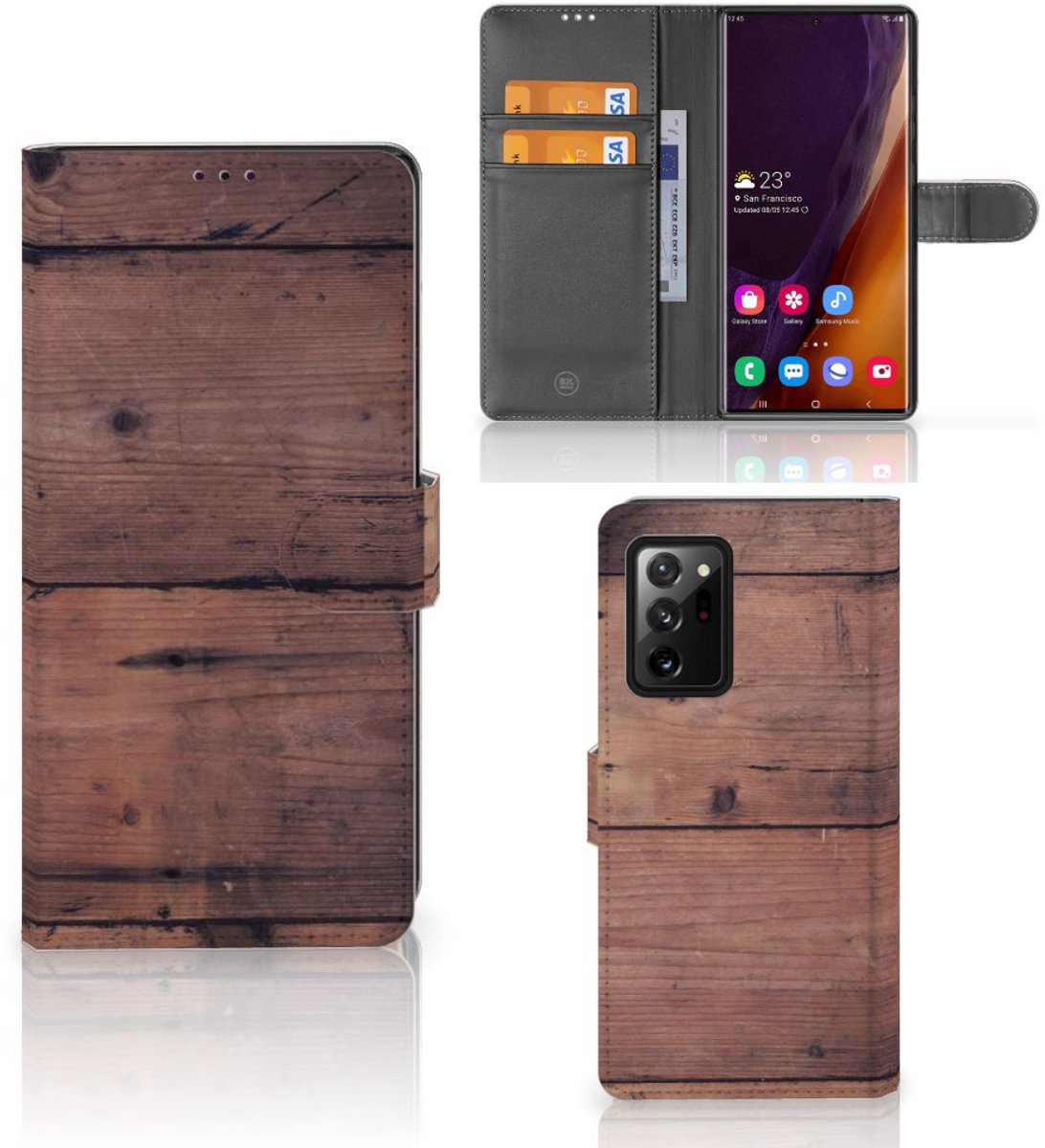 Samsung Galaxy Note20 Ultra Book Style Case Old Wood