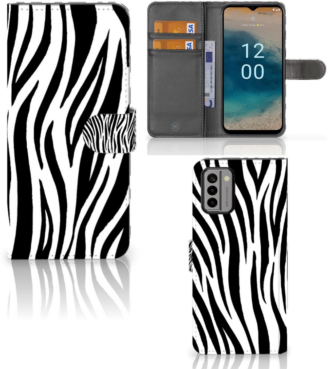 Nokia G22 Telefoonhoesje met Pasjes Zebra