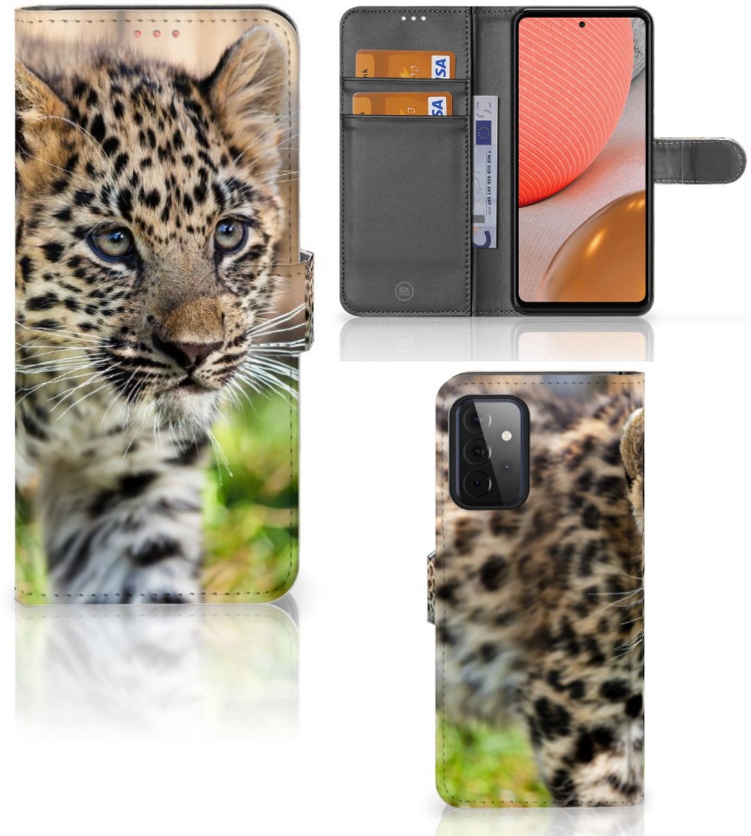 Samsung Galaxy A72 Telefoonhoesje met Pasjes Baby Luipaard