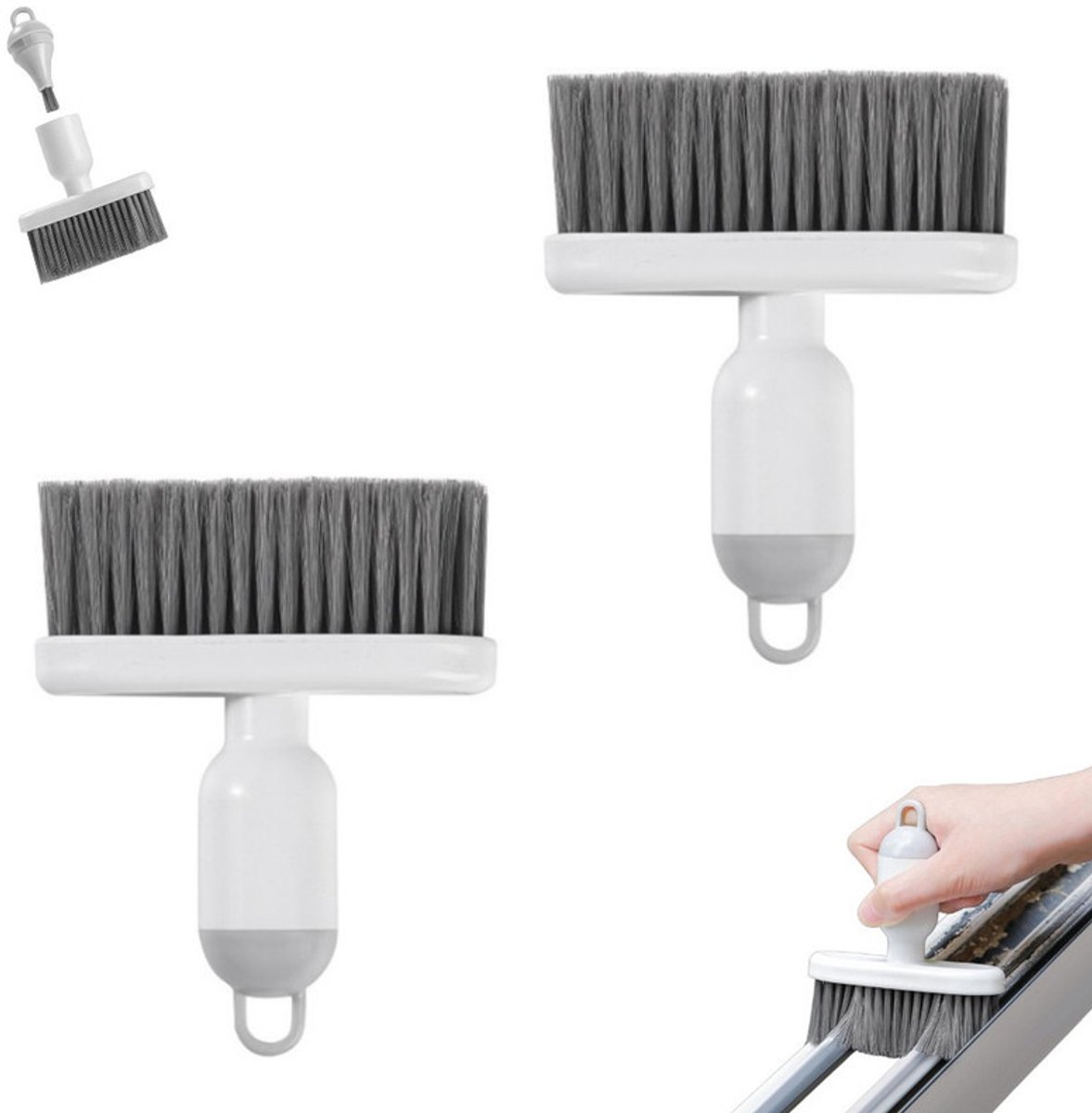 2 stuks - kleine bezem - Reinigingsborstel - Computerborstel - Computer schoonmaakartikelen - Wit - 10*2*12cm - Kan gebruikt worden om de kieren van een monitor of laptop schoon te maken
