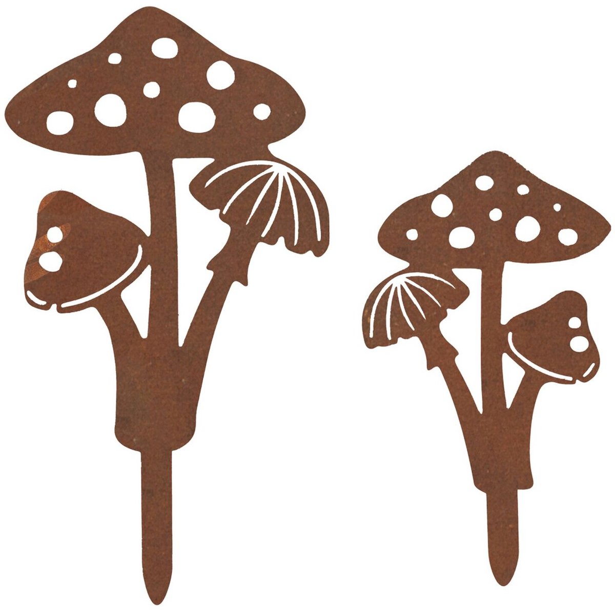 Maximex - Decoratie voor potten en tuin, roestige paddenstoelen, 35 x 20 cm, 2 stuks