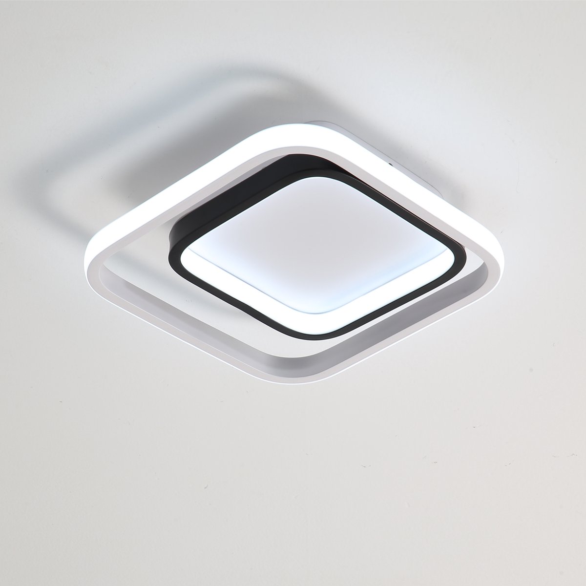 Vierkante LED-plafondlamp - Zwarte binnenkant, witte buitenkant, 30W, wit licht